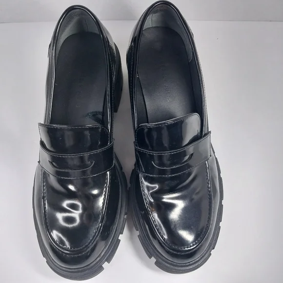 Sincerely Jules Dylan Size 9 Glossy Black 90s Y2k style Chunky Lug Loafer shoes - Picture 3 of 11